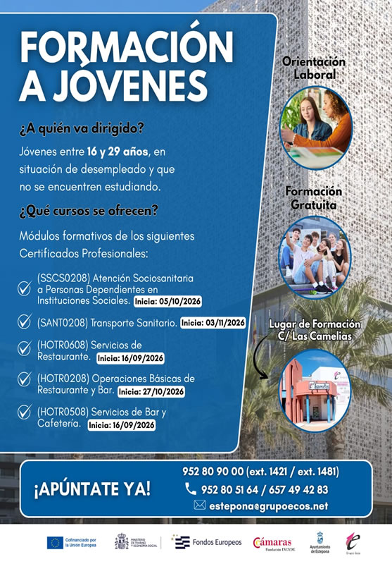 Estepona impulsa cinco cursos gratuitos para mejorar la empleabilidad juvenil