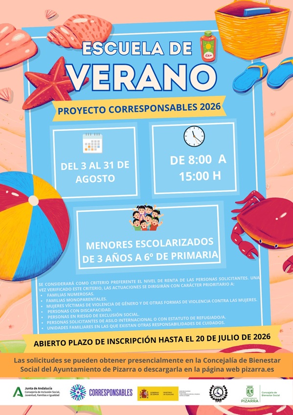 Pizarra pone en marcha la Escuela de Verano Proyecto Corresponsables 2026