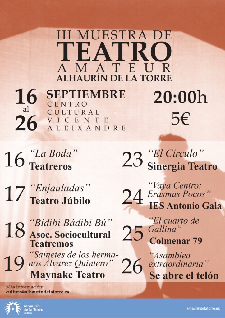 La III Muestra de Teatro Amateur se desarrollará del 16 al 26 de septiembre