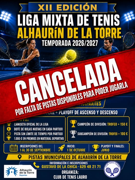 Alhaurín se queda sin su liga de tenis